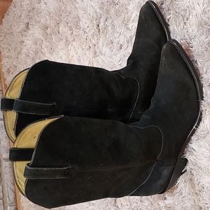 Durango Black Suede Cowboy Boots, Size 10.5D